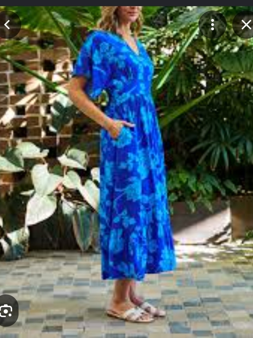 Blue Floral V-Neck Maxi Dress 100 Cotton